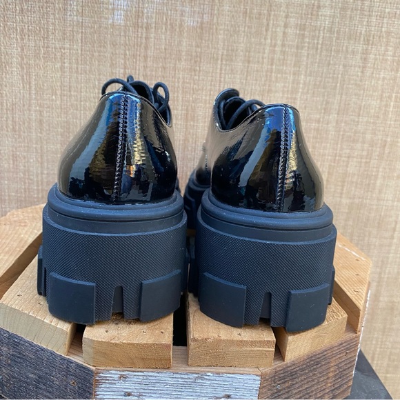 Asos Design Black Chunky Platform Faux Patent Leather Loafers - Picture 3 of 4